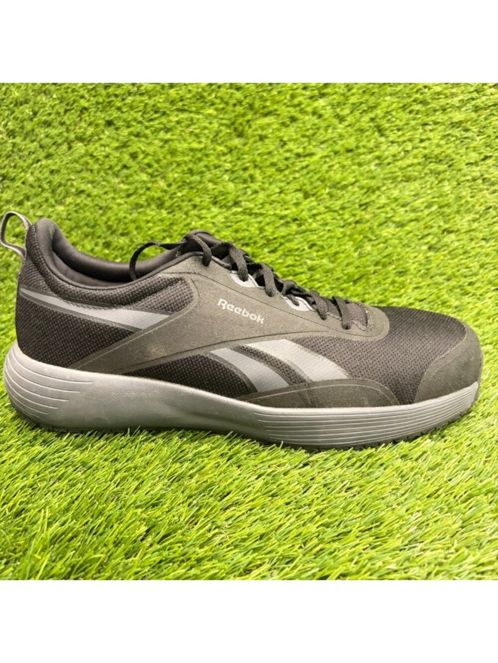 Reebok Lite Plus 4 Mens Size 9.5 Black Gray Composite Safety Toe Work Shoes